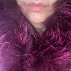 Adrienne Landau Magenta Racoon Collar - New Without Tags